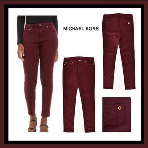 Michael Kors Skinny Super Soft Corduroys in Merlot with Gold Hardware Size 10